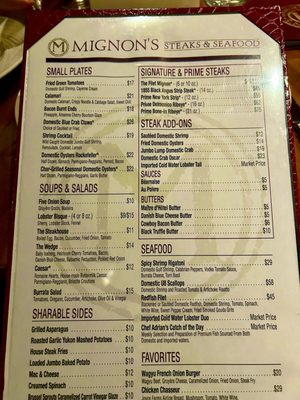 Menu photo 1 Mignon's Steaks & Seafood Biloxi, MS Menu photo 1 Mignon's Steaks & Seafood Biloxi, MS