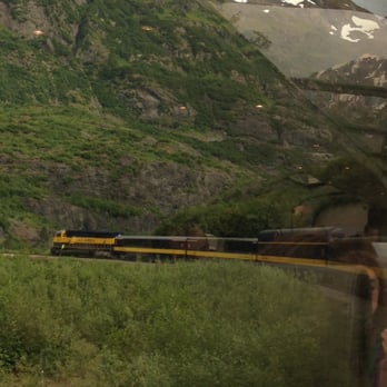 Alaska Railroad - View from Alaska Railroad railcar between Anchorage and Seward - Trains Near Me - Anchorage, Alaska Alaska Railroad - View from Alaska Railroad railcar between Anchorage and Seward - Trains Near Me - Anchorage, Alaska