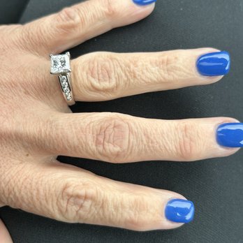 New Blooming Nails And Spa - Blue dip powder manicure - Nail Salons Near Me - Ivyland, Pennsylvania