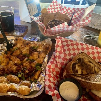 Foothills Brewing Tasting Room - Tater tots cowboy caviar with pita chips reuben sandwich - Breweries Near Me - Winston-Salem, North Carolina Foothills Brewing Tasting Room - Tater tots cowboy caviar with pita chips reuben sandwich - Breweries Near Me - Winston-Salem, North Carolina