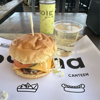 Popina Canteen - Unremarkable barely hot burger (note the unmelted cheese, and the burger inside was hot fully cooked). - Burgers Near Me - Vancouver, British Columbia Popina Canteen - Unremarkable barely hot burger (note the unmelted cheese, and the burger inside was hot fully cooked). - Burgers Near Me - Vancouver, British Columbia