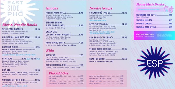Menu photo 1 East Side Pho Nashville, TN Menu photo 1 East Side Pho Nashville, TN