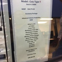 The window sticker that was put in right when I walked into the dealership that morning. The window sticker that was put in right when I walked into the dealership that morning.