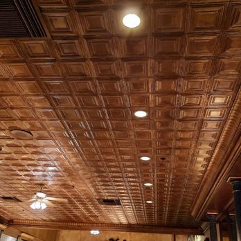 McPhee's Grill - In addition to adding beauty, McPhee's coffered ceiling potentially improves acoustics in his restaurant. - Steakhouses Near Me - Templeton, California