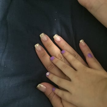 Pearl Nails - Acrylics with nude like and gold glitter gel polish. Me and my daughter love love love our nails!! Thank you Tracy! - Nail Salons Near Me - Rosemead, California Pearl Nails - Acrylics with nude like and gold glitter gel polish. Me and my daughter love love love our nails!! Thank you Tracy! - Nail Salons Near Me - Rosemead, California