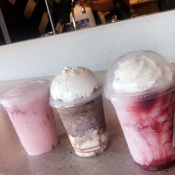 Starbucks - Great way to start the morning! Pink Drink, Mocha Cookie Crumble Frapp, and Strawberry Frapp. :) - Coffee & Tea Near Me - Ewa Beach, Hawaii
