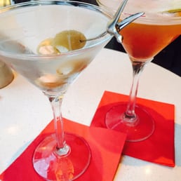 Traditional martini ($13) and The Drunken Pear (Grey Goose, Amaretto, fresh lemon and pineapple juice, $13)