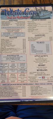 Menu photo 1 White Cap Seafood Restaurant Gulfport, MS Menu photo 1 White Cap Seafood Restaurant Gulfport, MS