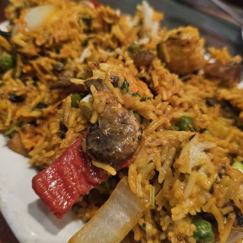 Bombay Bar & Grill - Veggie Biryani (vegetarian only). Requested vegan but it was served with paneer chunks and smothered in butter. - Indian Near Me - Sacramento, California