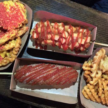 STIX - Combodog with sugar and ketchup, Potatocombo Corndog with ketchup, Waffle Fries, Deluxe Waffle Fries (2019) - Hot Dogs Near Me - San Francisco, California STIX - Combodog with sugar and ketchup, Potatocombo Corndog with ketchup, Waffle Fries, Deluxe Waffle Fries (2019) - Hot Dogs Near Me - San Francisco, California