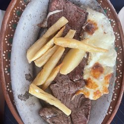 El Palomar - Steak, fries and queso fundido.