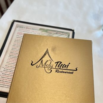 Maly Thai - a menu and a glass of water - Thai Near Me - Saint Charles, Illinois