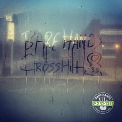 Bare Hands CrossFit - Looking out the front window on a cold morning as we built out the gym.  The final push!