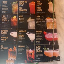 Paparazzi Bar - Drink menu