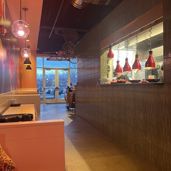 Bendi Wok N' Bar - View from row of two-top booths looking at entrance - Tapas/Small Plates Near Me - New Albany, Ohio Bendi Wok N' Bar - View from row of two-top booths looking at entrance - Tapas/Small Plates Near Me - New Albany, Ohio