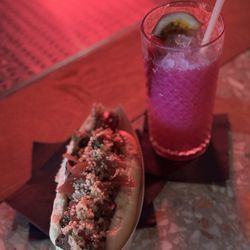 Kona's - Blushing dragon and sisig hot dog