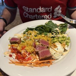 Power bowl w/ahi tuna,chicken wings,burgers.
