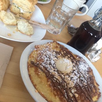 Main Road Biscuit - Oat pancakes with banana and nutella. Biscuits are huge! - Breakfast & Brunch Near Me - Jamesport, New York Main Road Biscuit - Oat pancakes with banana and nutella. Biscuits are huge! - Breakfast & Brunch Near Me - Jamesport, New York