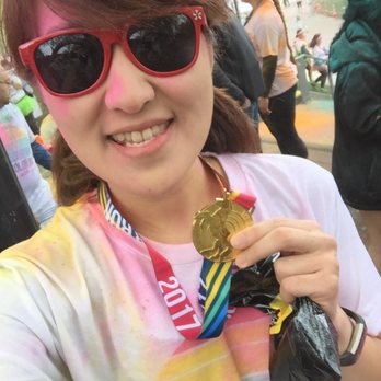 The Color Run - Everyone gets a medal at the end :) (Totally forgot I was rocking the Yelp glasses!) - Races & Competitions Near Me - Seattle, Washington