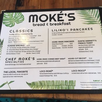 Moke’s Bread And Breakfast - Da menu - Breakfast & Brunch Near Me - Honolulu, Hawaii Moke’s Bread And Breakfast - Da menu - Breakfast & Brunch Near Me - Honolulu, Hawaii