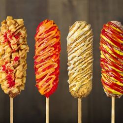 Two Hands Corn Dogs - Buena Park - Corn Dog line up