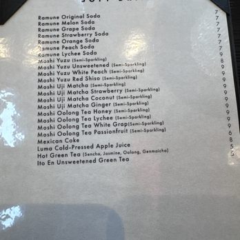 Mensho - Soft drink menu - Ramen Near Me - Salt Lake City, Utah