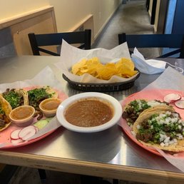 Tacos with chips & salsa Tacos with chips & salsa