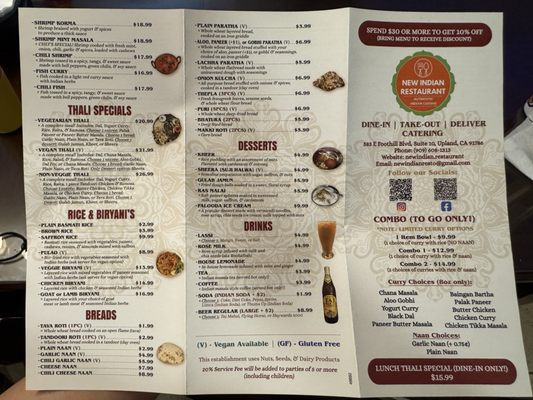 Menu photo 2 New Indian Restaurant Upland, CA