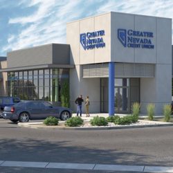 Greater Nevada Credit Union - Artist's portrait of new Greater Nevada Credit Union. [Image property of CWX Architects, Inc./Dickson Commercial Group.]