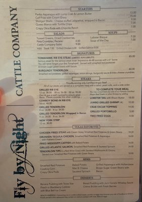Menu photo 5 Fly By Night Cattle Company Steakhouse Cleburne, TX