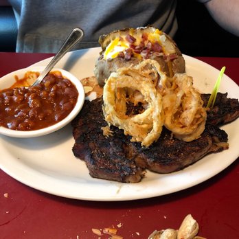 Original Roadhouse Grill - Steak came burnt on the outside and saying it's warm is generous.   He ordered it medium-well. - Steakhouses Near Me - Salem, Oregon