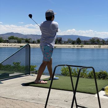 Grand Bay Driving Range - Can't beat flamingo swim trunks and crocs for a nice day of golf - Golf Near Me - Reno, Nevada
