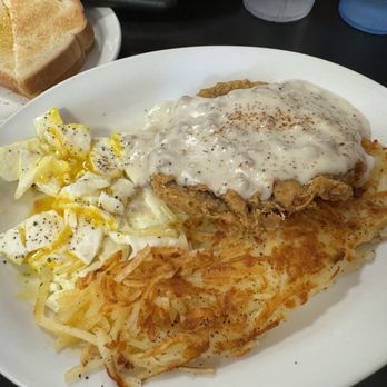 J's Prairie Rose - Chicken fried steak with eggs and hash browns. - Breakfast & Brunch Near Me - Laramie, Wyoming J's Prairie Rose - Chicken fried steak with eggs and hash browns. - Breakfast & Brunch Near Me - Laramie, Wyoming