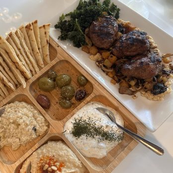 Tarla Mediterranean Bar + Grill - Greek Dip Trio and Grilled Meatball Plate - Mediterranean Near Me - Napa, California