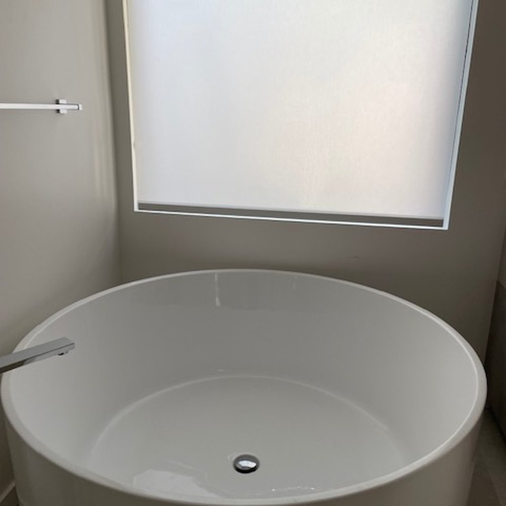 The Shade Store - Chains w/ tension devices ugly and glued to wall.  Chain was installed on left side where cannot get to without stepping into bathtub!!! - Shades & Blinds Near Me - San Francisco, California
