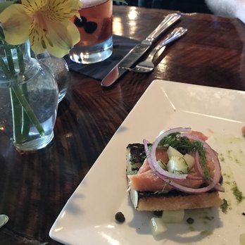 Circa - Smoked salmon bruschetta starter; Smoked duck, blackened trout and finished with "let them eat cake". The drinks were on point! - New American Near Me - Thompson's Station, Tennessee Circa - Smoked salmon bruschetta starter; Smoked duck, blackened trout and finished with "let them eat cake". The drinks were on point! - New American Near Me - Thompson's Station, Tennessee