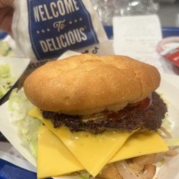 Gluten free double butter burger and regular fry Gluten free double butter burger and regular fry