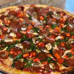 Pablo's Pizza - The Santa Fe Way with pepperoni and Canadian bacon