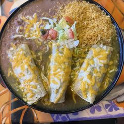 Rancho Grande - Enchiladas with bean soup?