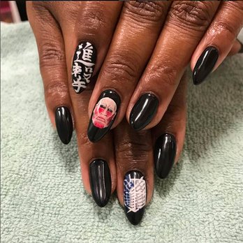 Martian Manis  - Attack on Titans, hand painted! Diana is a BOSS! - Nail Technicians Near Me - Garden Grove, California