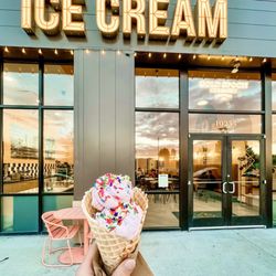 Gold Spoon Creamery - Lavender (Vegan) in a waffle cone!