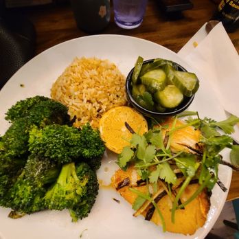 Miso - Grilled sea bass with fried rice, roasted broccoli, and Japanese marinated cucumber - delish! - Sushi Bars Near Me - Stillwater, Oklahoma Miso - Grilled sea bass with fried rice, roasted broccoli, and Japanese marinated cucumber - delish! - Sushi Bars Near Me - Stillwater, Oklahoma