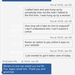 Conversation with procollect Conversation with procollect