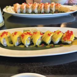The East Asian Cuisine - Top of the photo: Snow mountain Rolls  Bottom: Sexy Lady Rolls