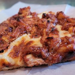 Tony's Pizza - This is there one of a kind barbecue slice. Unlike any other I have had. It has a slight sweetness to it and a crisp crust.