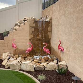 Bella Park INC. - a water feature with pink flamingos - Landscaping Near Me - Corona, California