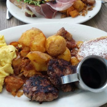 Plow - The plow, scramble eggs with pork sausage and Lemon ricotta pancakes - Breakfast & Brunch Near Me - San Francisco, California Plow - The plow, scramble eggs with pork sausage and Lemon ricotta pancakes - Breakfast & Brunch Near Me - San Francisco, California