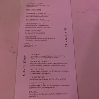 P.S. Kitchen - Menu - Vegetarian Near Me - New York, New York