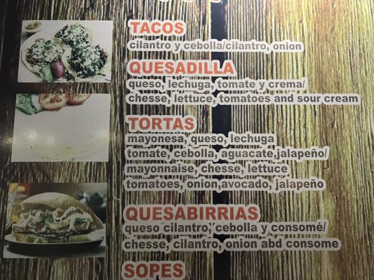 Menu photo 2 El Taco Rico Concord, NC