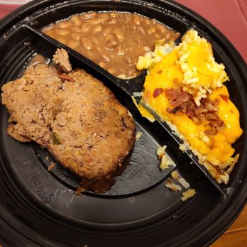 Cracker Barrel Old Country Store - Meatloaf dinner, with pinto beans and loaded hash brown casserole. - American Near Me - Rochester, New York